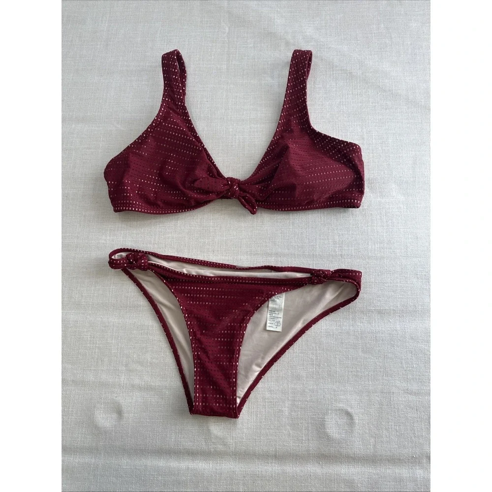 abercrombie Fitch Bikini Set L/XL  Swim Textured Knot‎ F ront  Swimwear Resort